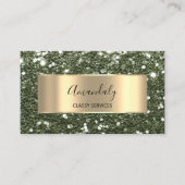 Gold Lijst Glitter QRCode Logo Elegant Sage Green Visitekaartje (Voorkant)