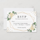 Gold Lijst Green Ivory Floral Wedding RSVP Antwoor (Voorkant)