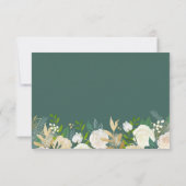 Gold Lijst Green Ivory Floral Wedding RSVP Antwoor (Achterkant)