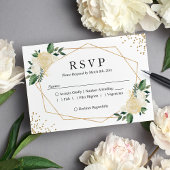 Gold Lijst Green Ivory Floral Wedding RSVP Antwoor