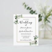 Gold Lijst Greenery Budget Wedding Uitnodiging (Staand voorkant)