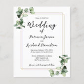 Gold Lijst Greenery Budget Wedding Uitnodiging (Voorkant)