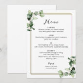 Gold Lijst Greenery Elegant Wedding Menu Kaart (Voorkant / Achterkant)
