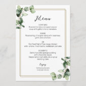 Gold Lijst Greenery Elegant Wedding Menu Kaart (Voorkant)