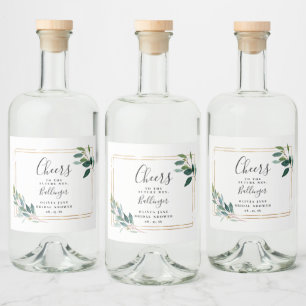 Gold Lijst Greenery Eucalyptus Leaves Likeurfles Etiket