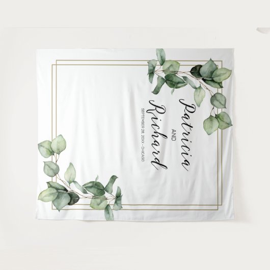 Gold Lijst Greenery Eucalyptus Wedding Backdrop Wandkleed (Voorkant (horizontaal))