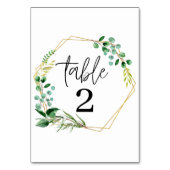 Gold Lijst Greenery Wedding Table Number Kaart (Voorkant)