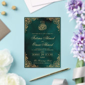 Gold Lijst Groene Islamitische Weduwschap Acryl Uitnodigingen (Insitu (Huwelijk))