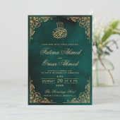 Gold Lijst  Groene Islamitische Weduwschap Kaart (Staand voorkant)