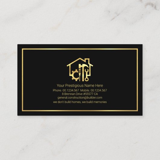 Gold Lijst Handyman Tools Home Visitekaartje (Achterkant)