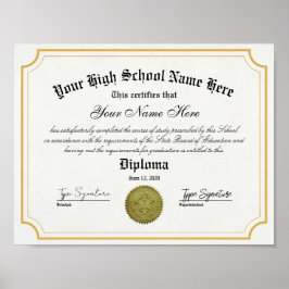 Gold lijst High School afstuderen Diploma Poster