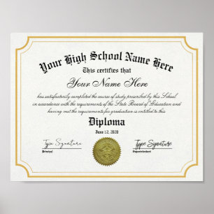 Gold lijst High School afstuderen Diploma Poster