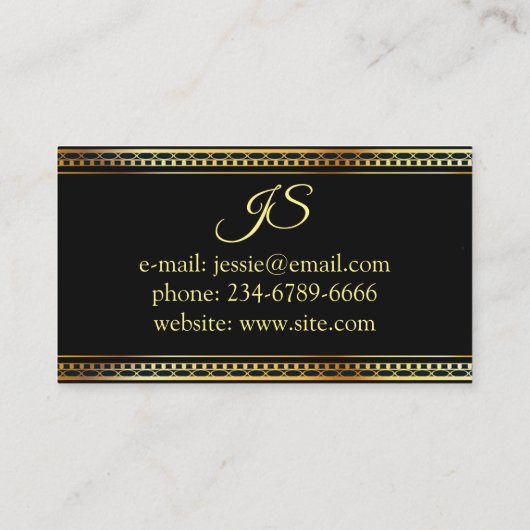 Gold Lijst in zwarte achtergrond Visitekaartje (Achterkant)
