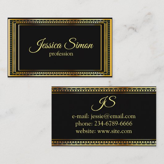 Gold Lijst in zwarte achtergrond Visitekaartje (Voorkant / Achterkant)