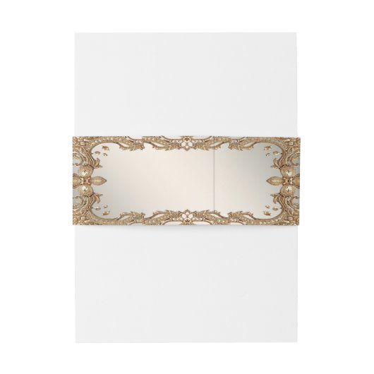 Gold  Lijst Invitation Belly Band Uitnodigingen Wikkel (Achterkant Voorbeeld)