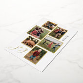 Gold Lijst Joy Script Multi-Photo Holiday Card Folie Feestdagenkaart (Gedraaid)
