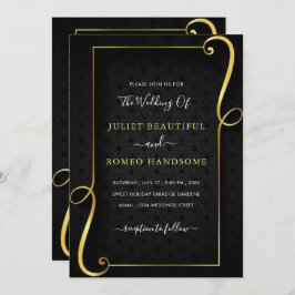 Gold Lijst Luxury Golden Black Wedding Uitnodiging