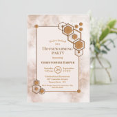 Gold Lijst Marble Housewarming Party Kaart (Staand voorkant)