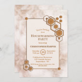 Gold Lijst Marble Housewarming Party Kaart (Voorkant / Achterkant)