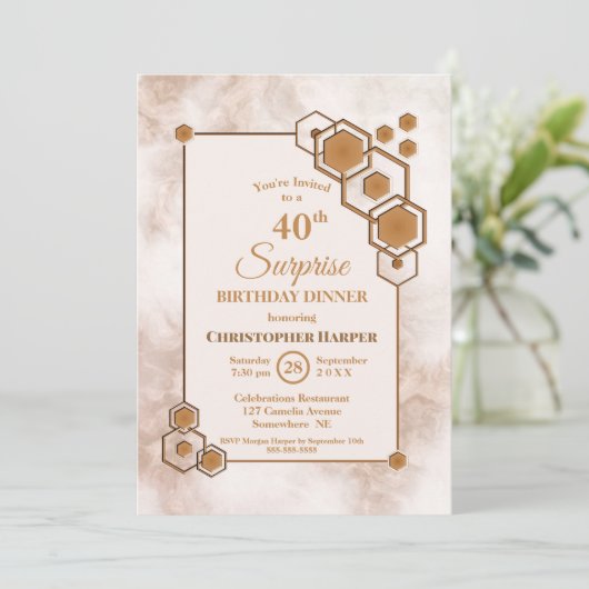 Gold Lijst Marble Surprise 40e geboortedag Kaart (Staand voorkant)