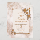 Gold Lijst Marble Surprise 70th Birthday Dinner Kaart (Voorkant / Achterkant)