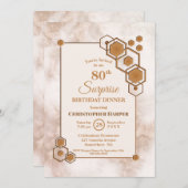 Gold Lijst Marble Surprise 80th Birthday Dinner Kaart (Voorkant / Achterkant)