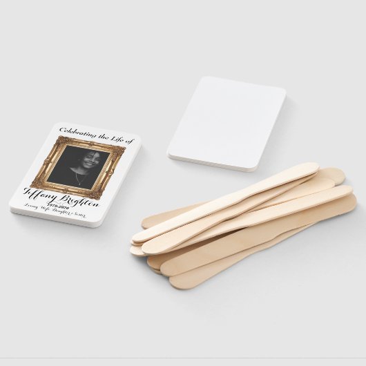 Gold Lijst Memorial Funeral Hand Fan Handwaaier (Niet-gemonteerd)