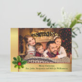 Gold Lijst met Holly-kerstfoto Feestdagenkaart (Staand voorkant)