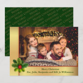 Gold Lijst met Holly-kerstfoto Feestdagenkaart (Voorkant / Achterkant)