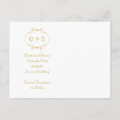 Gold lijst met initialen bruiloft Opslaan Datum Aankondigingskaart (Achterkant)