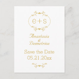 Gold lijst met initialen bruiloft Opslaan Datum Aankondigingskaart