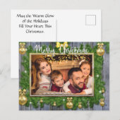 Gold Lijst met pine en kerstfoto's Feestdagenkaart (Voorkant / Achterkant)