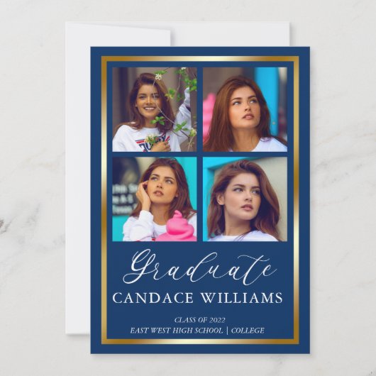 Gold Lijst Minimalist Photo Afstuderen Aankondiging (Voorkant)