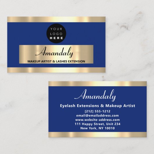 Gold Lijst Mode Beautique Shop Blue Navy Visitekaartje (Voorkant / Achterkant)