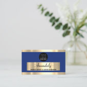 Gold Lijst Mode Beautique Shop Blue Navy Visitekaartje (Staand voorkant)