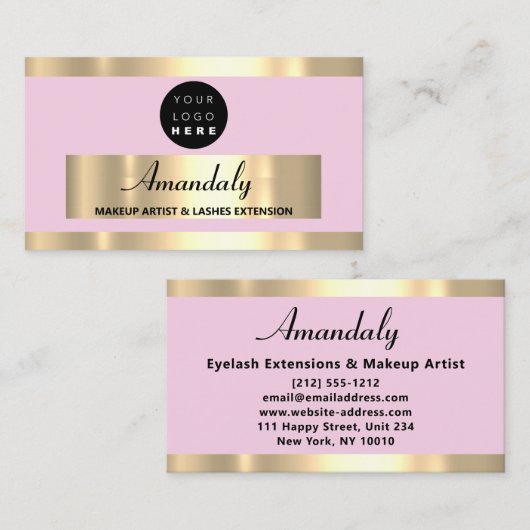 Gold Lijst Mode Beautique Shop Blush Visitekaartje (Voorkant / Achterkant)