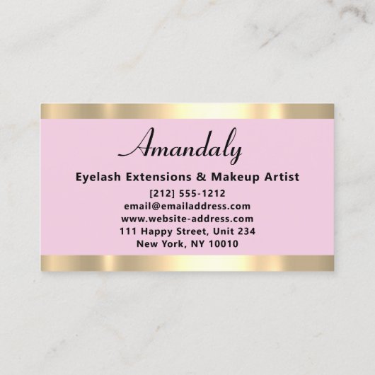 Gold Lijst Mode Beautique Shop Blush Visitekaartje (Achterkant)