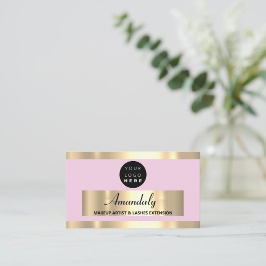 Gold Lijst Mode Beautique Shop Blush Visitekaartje (Staand voorkant)