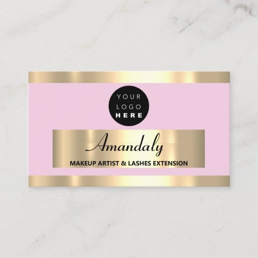 Gold Lijst Mode Beautique Shop Blush Visitekaartje (Voorkant)