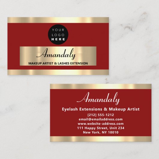 Gold Lijst Mode Beautique Shop Burgundy Maroon Visitekaartje (Voorkant / Achterkant)