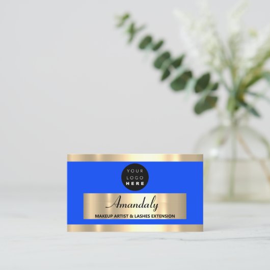 Gold Lijst Mode Beautique Shop Royal Blue Visitekaartje (Staand voorkant)