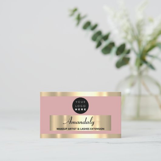 Gold Lijst Mode Beautique Winkel Blush poeder Visitekaartje (Staand voorkant)