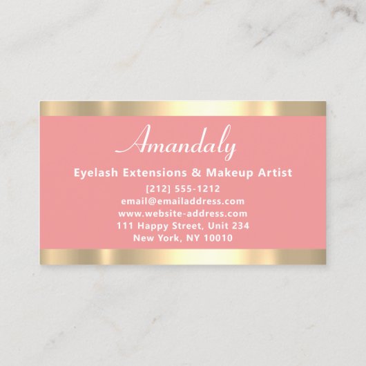 Gold Lijst Mode Beautique Winkelkoraal poeder Visitekaartje (Achterkant)