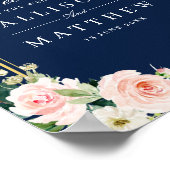 Gold lijst Navy en Blush Wedding Welkomstbord Poster (Hoek)