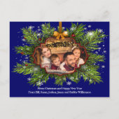 Gold Lijst op Pine Weathered Wood kerstfoto Briefkaart (Voorkant)