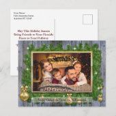 Gold Lijst op Pine Weathered Wood kerstfoto Briefkaart (Voorkant / Achterkant)