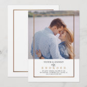 Gold Lijst Photo Verloving Invitation Kaart (Voorkant / Achterkant)