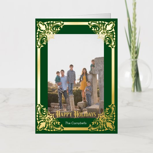 Gold Lijst Prettige feestdagen Foto Folie Wenskaart (Voorkant)