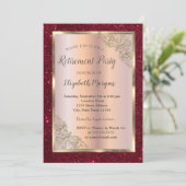 Gold Lijst, Roos Gold, Red Glitter Retirement Kaart (Staand voorkant)