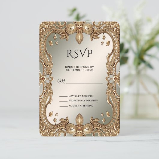 Gold  Lijst RSVP-kaart RSVP Kaartje (Staand voorkant)